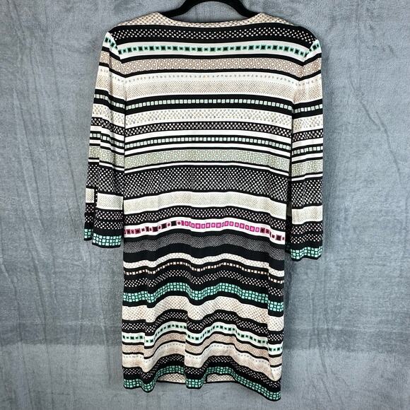Diane Von Furstenberg Dress Womens 10 Black Striped 100% Silk Aztec Quiet Luxury - Picture 7 of 14